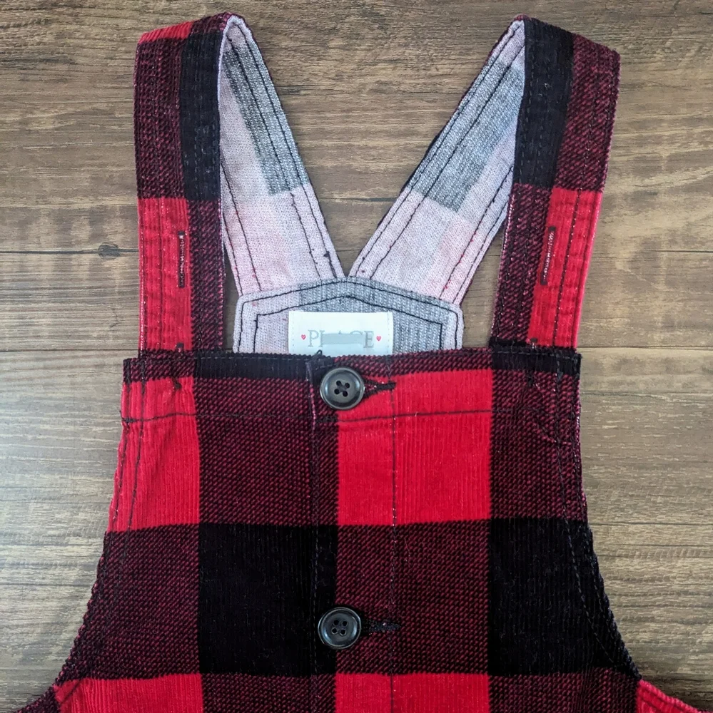Children's Place Buffalo Plaid Jumper Overall Skirtall Dress